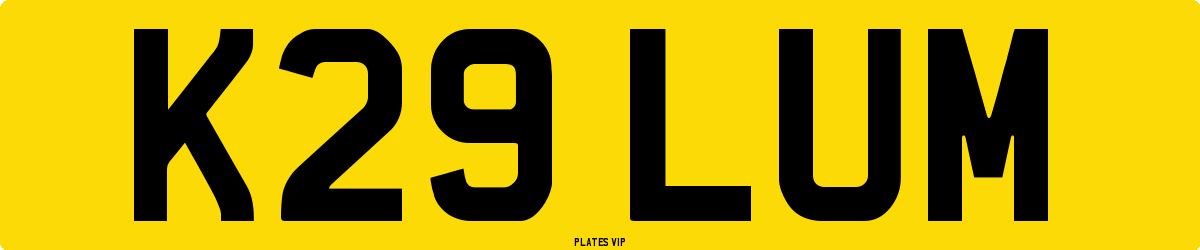 K29 LUM Number Plate