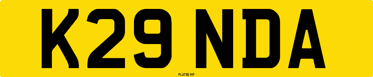 K29 NDA Number Plate