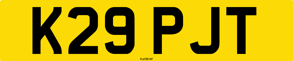 K29 PJT Number Plate