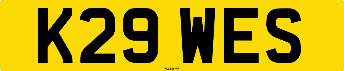 K29 WES Number Plate