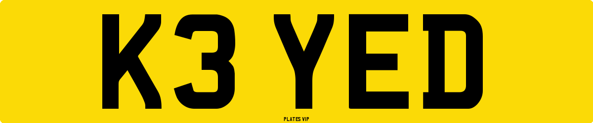 K3 YED Number Plate