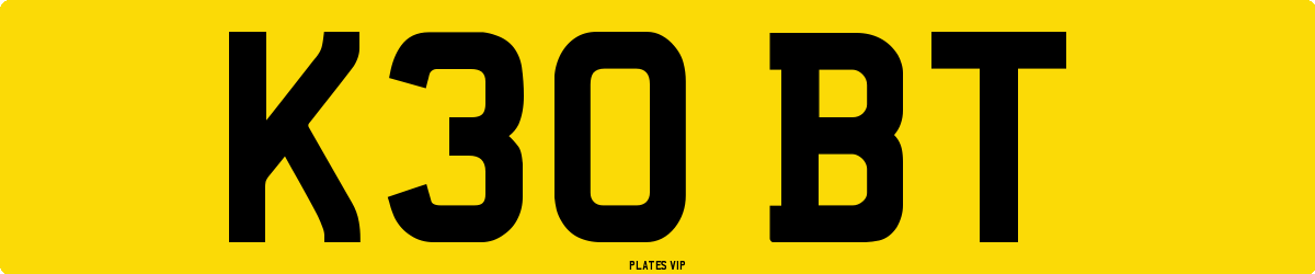 K30 BT Number Plate