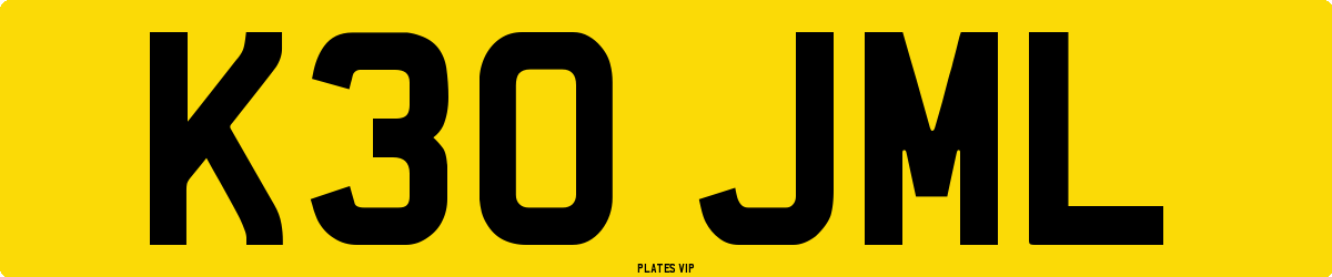 K30 JML Number Plate