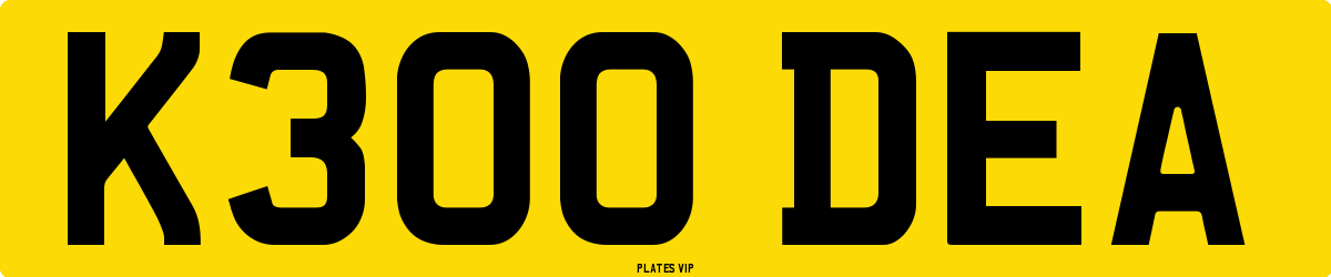 K300 DEA Number Plate
