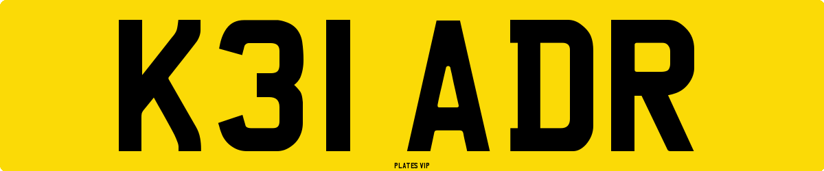 K31 ADR Number Plate