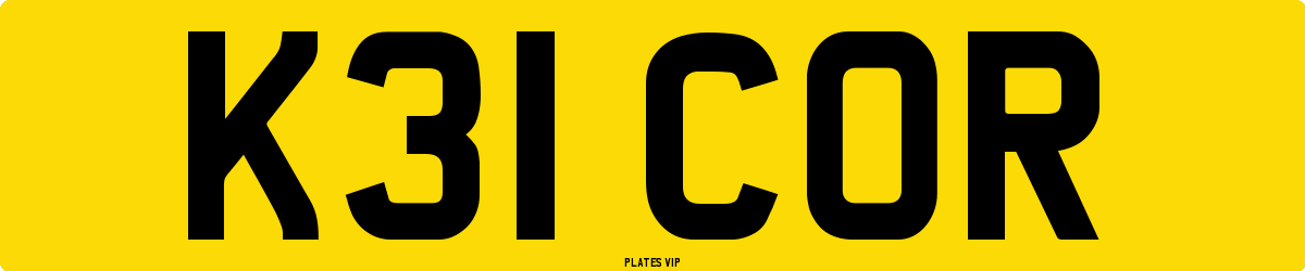 K31 COR Number Plate