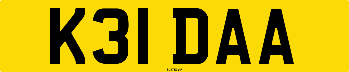 K31 DAA Number Plate