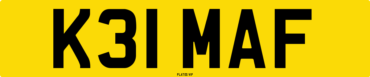 K31 MAF Number Plate