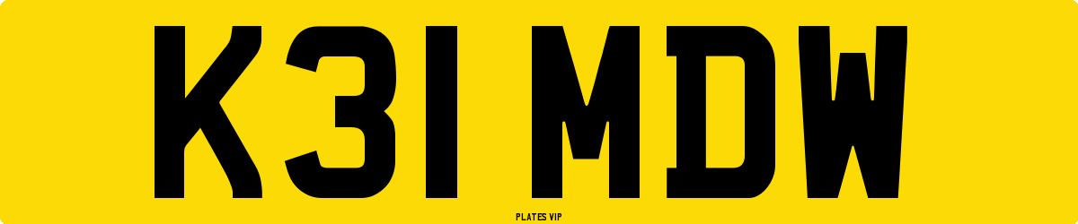 K31 MDW Number Plate