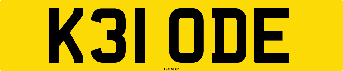 K31 ODE Number Plate