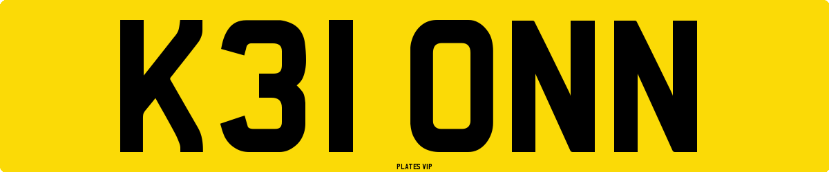 K31 ONN Number Plate