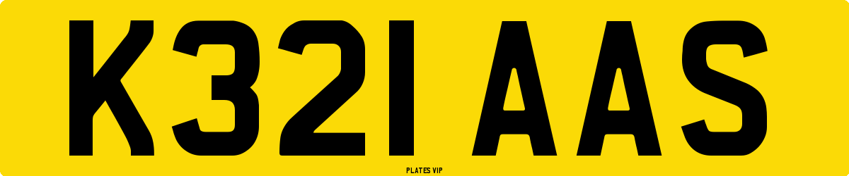 K321 AAS Number Plate