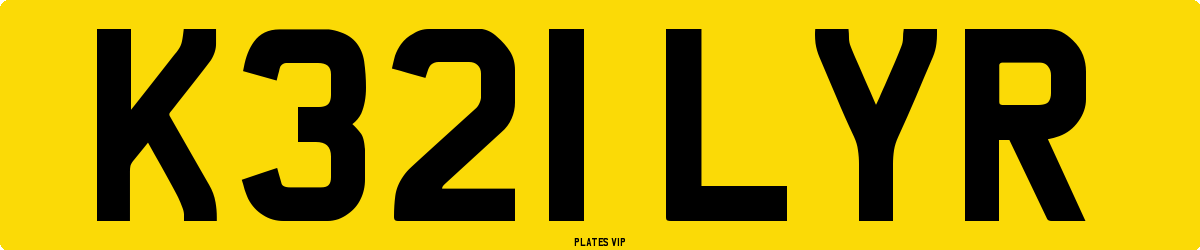 K321 LYR Number Plate