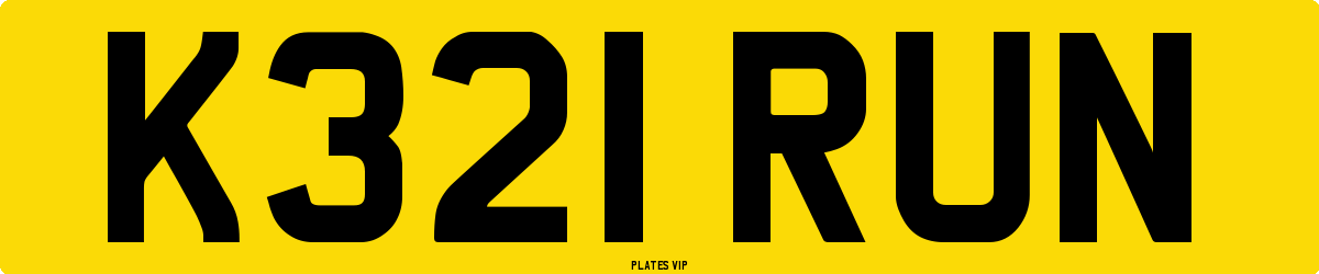 K321 RUN Number Plate