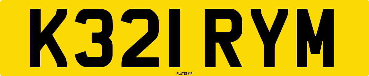 K321 RYM Number Plate