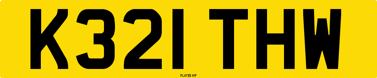 K321 THW Number Plate