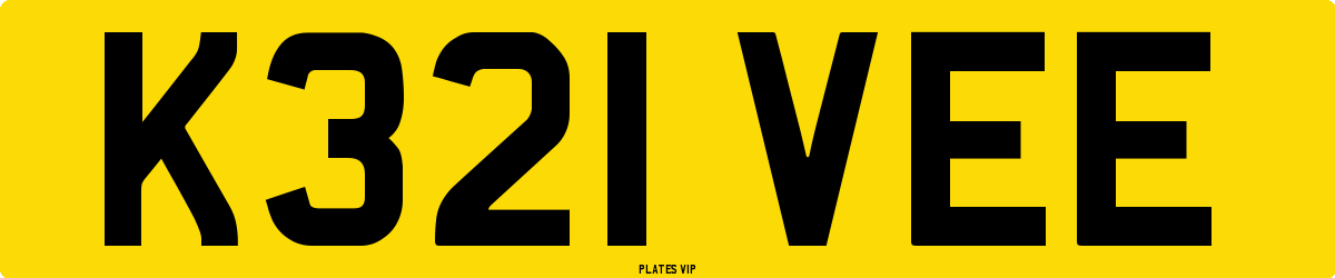 K321 VEE Number Plate