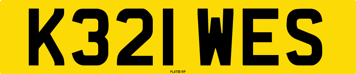 K321 WES Number Plate
