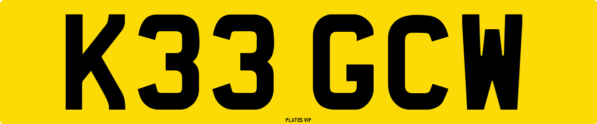 K33 GCW Number Plate