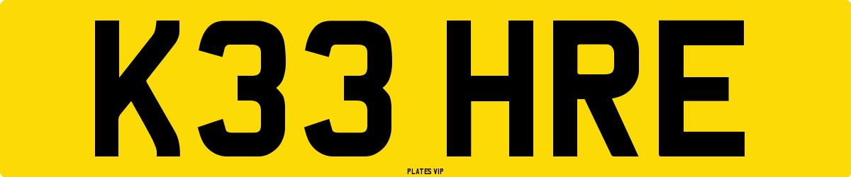 K33 HRE Number Plate