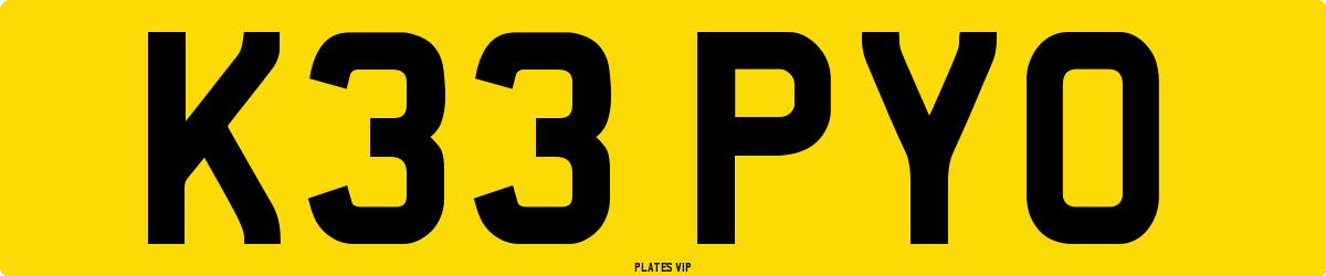 K33 PYO Number Plate
