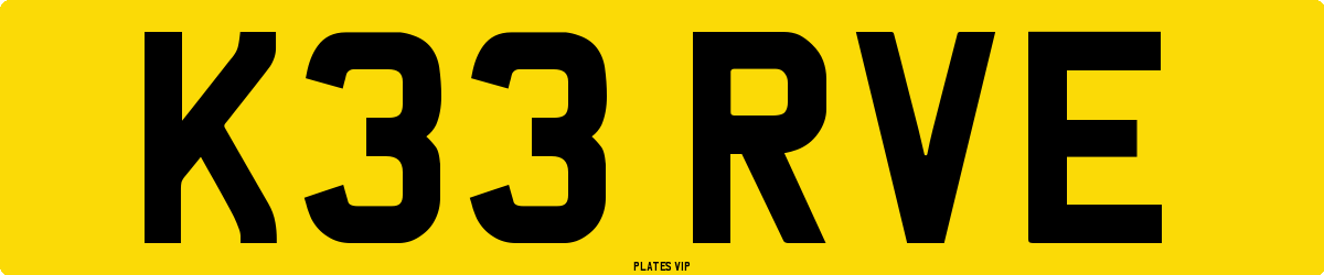 K33 RVE Number Plate