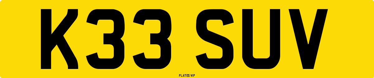 K33 SUV Number Plate