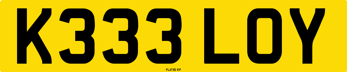 K333 LOY Number Plate