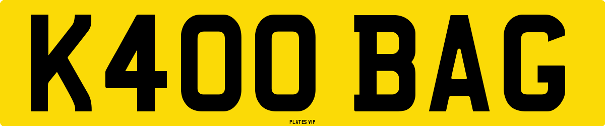 K400 BAG Number Plate