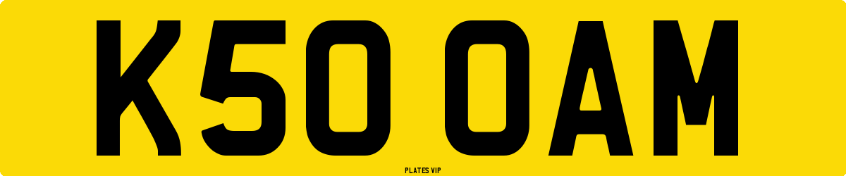 K50 OAM Number Plate