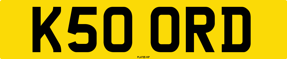 K50 ORD Number Plate