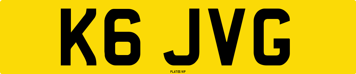 K6 JVG Number Plate