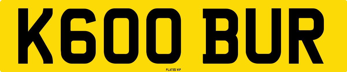 K600 BUR Number Plate
