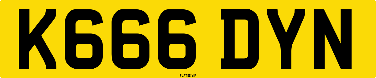 K666 DYN Number Plate