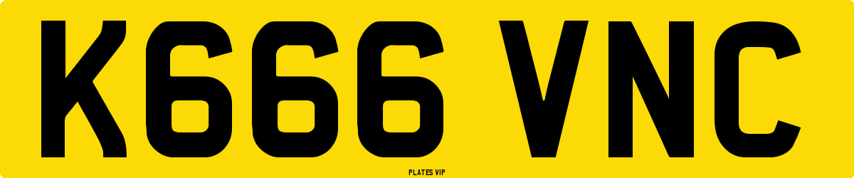 K666 VNC Number Plate