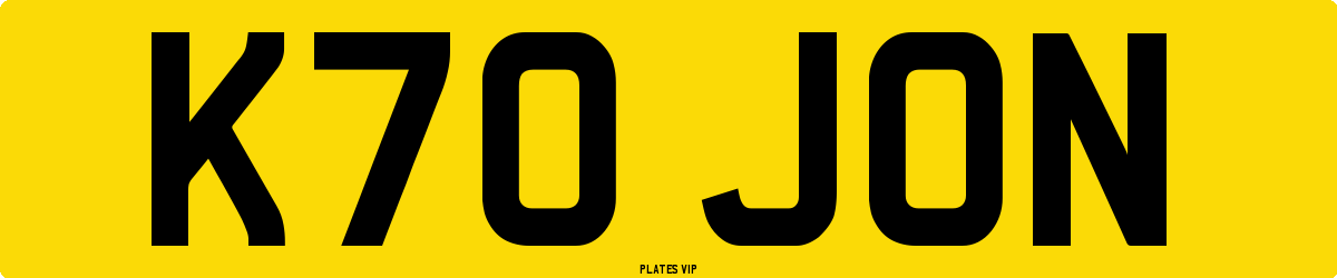 K70 JON Number Plate