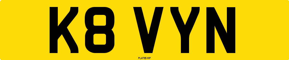 K8 VYN Number Plate