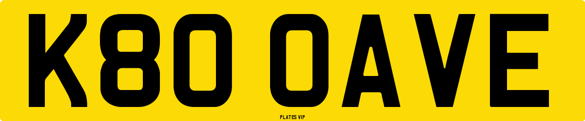 K80 0AVE Number Plate