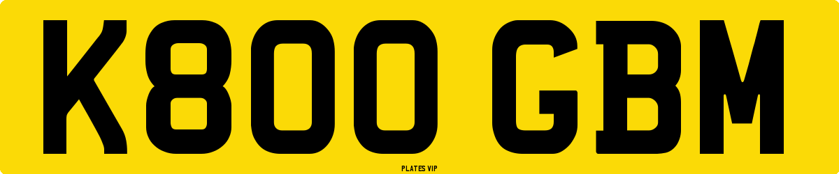 K800 GBM Number Plate