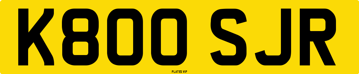 K800 SJR Number Plate