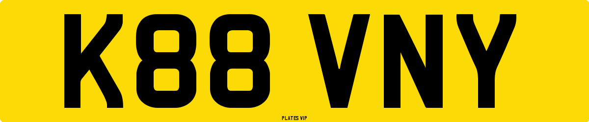 K88 VNY Number Plate