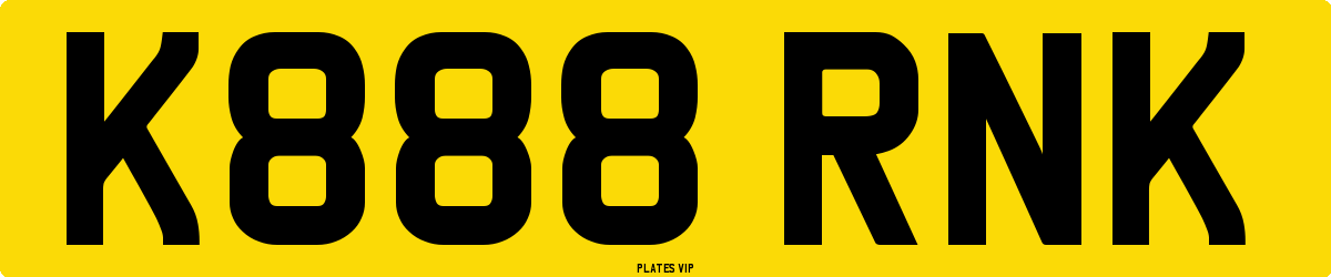 K888 RNK Number Plate