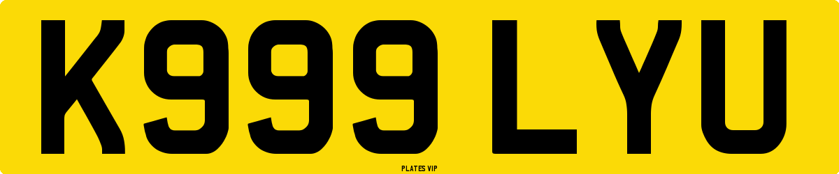 K999 LYU Number Plate
