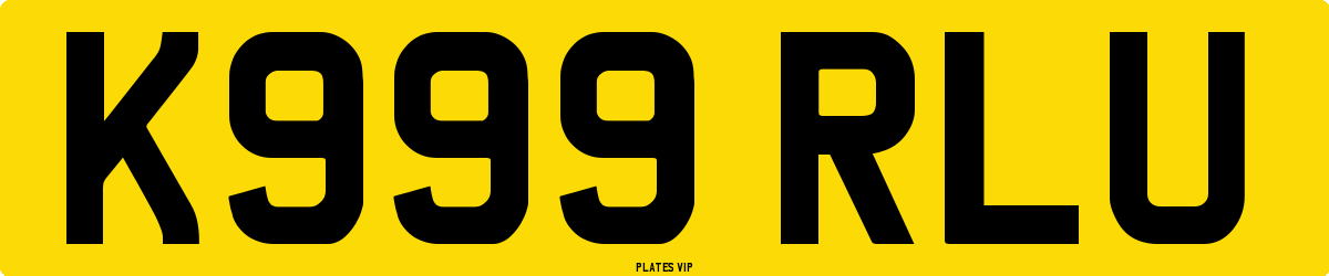 K999 RLU Number Plate