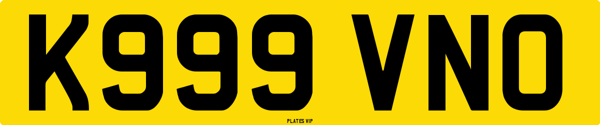 K999 VNO Number Plate