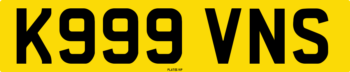 K999 VNS Number Plate