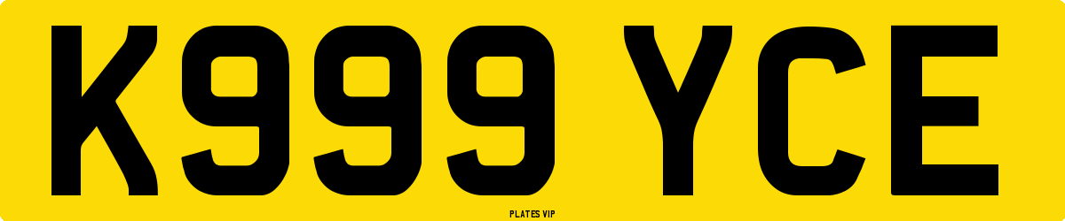 K999 YCE Number Plate