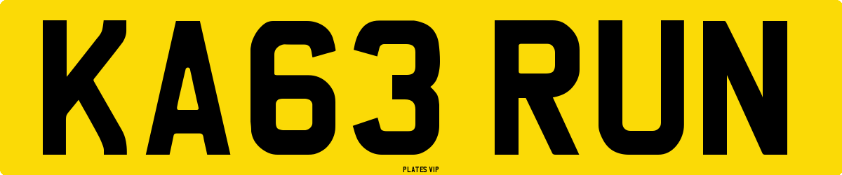 KA63 RUN Number Plate