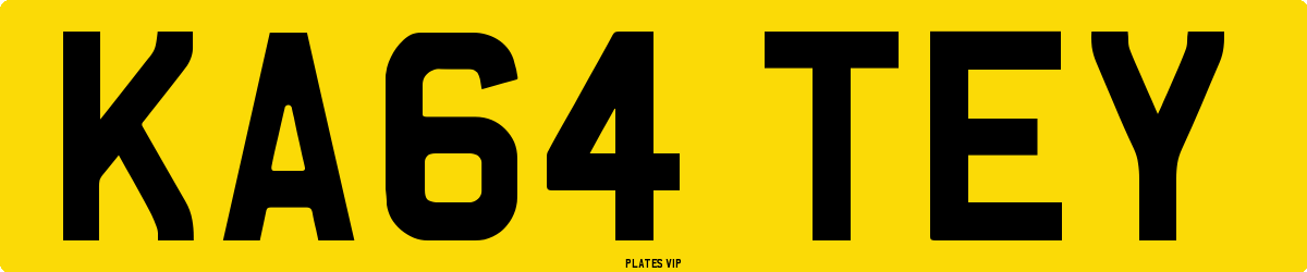 KA64 TEY Number Plate