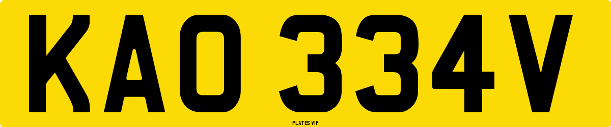KAO 334V Number Plate